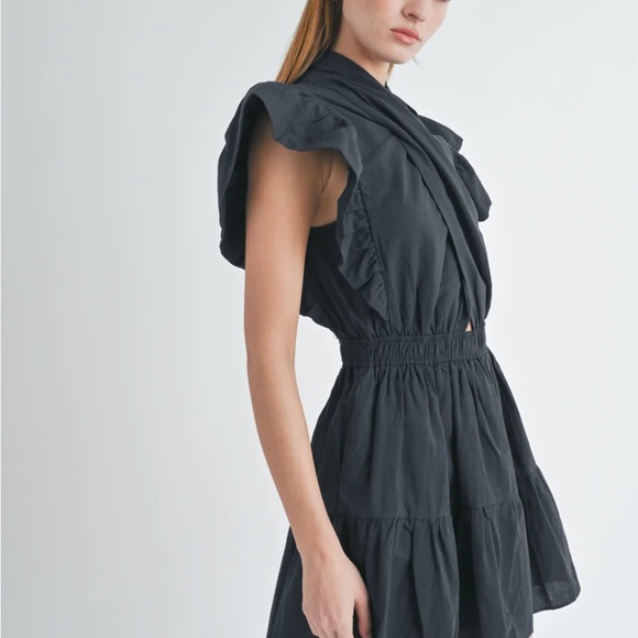 Christie High-Neck Crossover Front Mini Dress - Picture 6 of 8